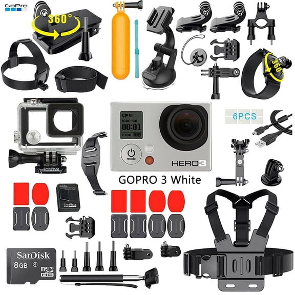 Restored GoPro HERO3 White Edition Action Sport WiFi Camera Camcorder With 35In1 Action Camera Accessory Kit (Refurbished)