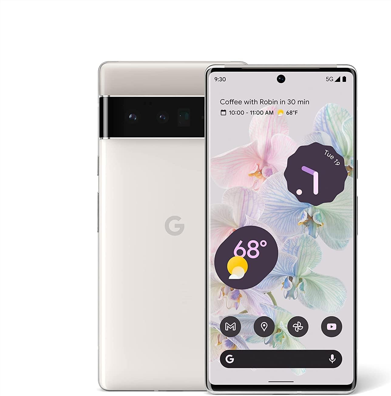 Restored Google Pixel 6 Pro G8V0U (Fully Unlocked) 128GB Cloudy White (Refurbished)
