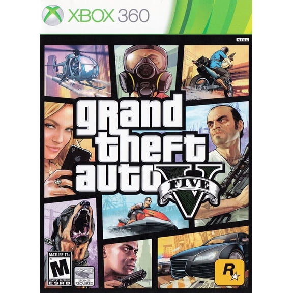 Restored Grand Theft Auto V by Rockstar Games for Xbox 360, Action & Adventure, Physical Format, 4 Offline Players
