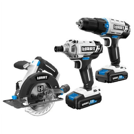Restored HART 20-Volt 3 Tool Combo Kit (2) HART 20-Volt 2.0Ah Lithium-Ion Batteries (Refurbished)