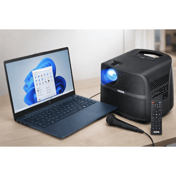 Restored HP 14-EP20 Stream 14" HD Laptop, Intel Celeron N150, 4GB RAM, 128GB SSD, Blue, Windows 11 Home, w/ ION Projector