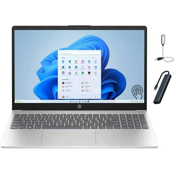 HP 15.6" HD Touch-Screen Laptop, Intel Core i5-1235U, 8GB Memory, 512GB SSD, Windows 11 Home in S Mode, Bluetooth, Wi-Fi, Natural Silver with Mazepoly Accessories