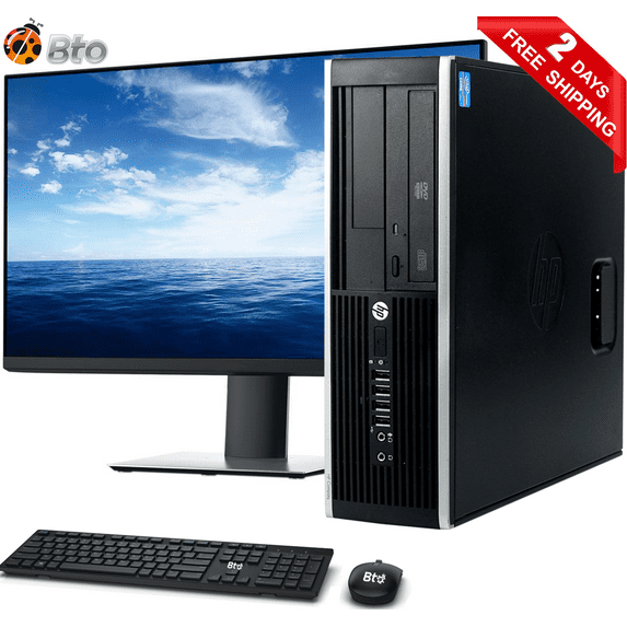 Restored HP 6300 Desktop SFF Computer PC Intel Core i5 Processor 16GB Ram 500GB HDD 120GB SSD New 24" LCD Bto KB and Mouse Wifi Adapter Windows 10 Pro (Refurbished)