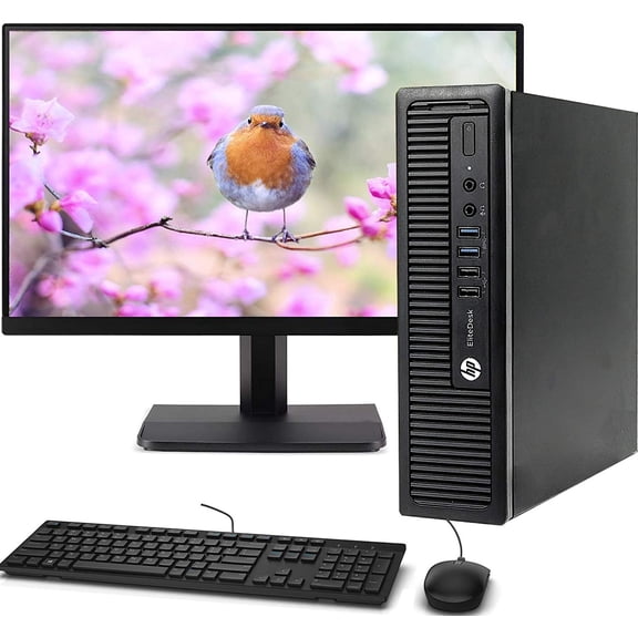 Restored HP 800 G1 Ultra Small Desktop PC, Intel Core i5 3.2GHz Processor, 8GB Ram, 120GB SSD, 1TB Hard Drive, Bto 23.8 Inch Monitor, BTO WIFI & Bluetooth, 16GB Flash Drive, Windows 10 Pro (Refurbished)