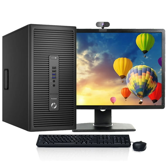 Restored HP 800 G2 PC Tower Intel Core i7 CPU 16GB RAM 1TB HDD Webcam 22" LCD Windows 10 with Wireless Keyboard and Mouse (Refurbished)