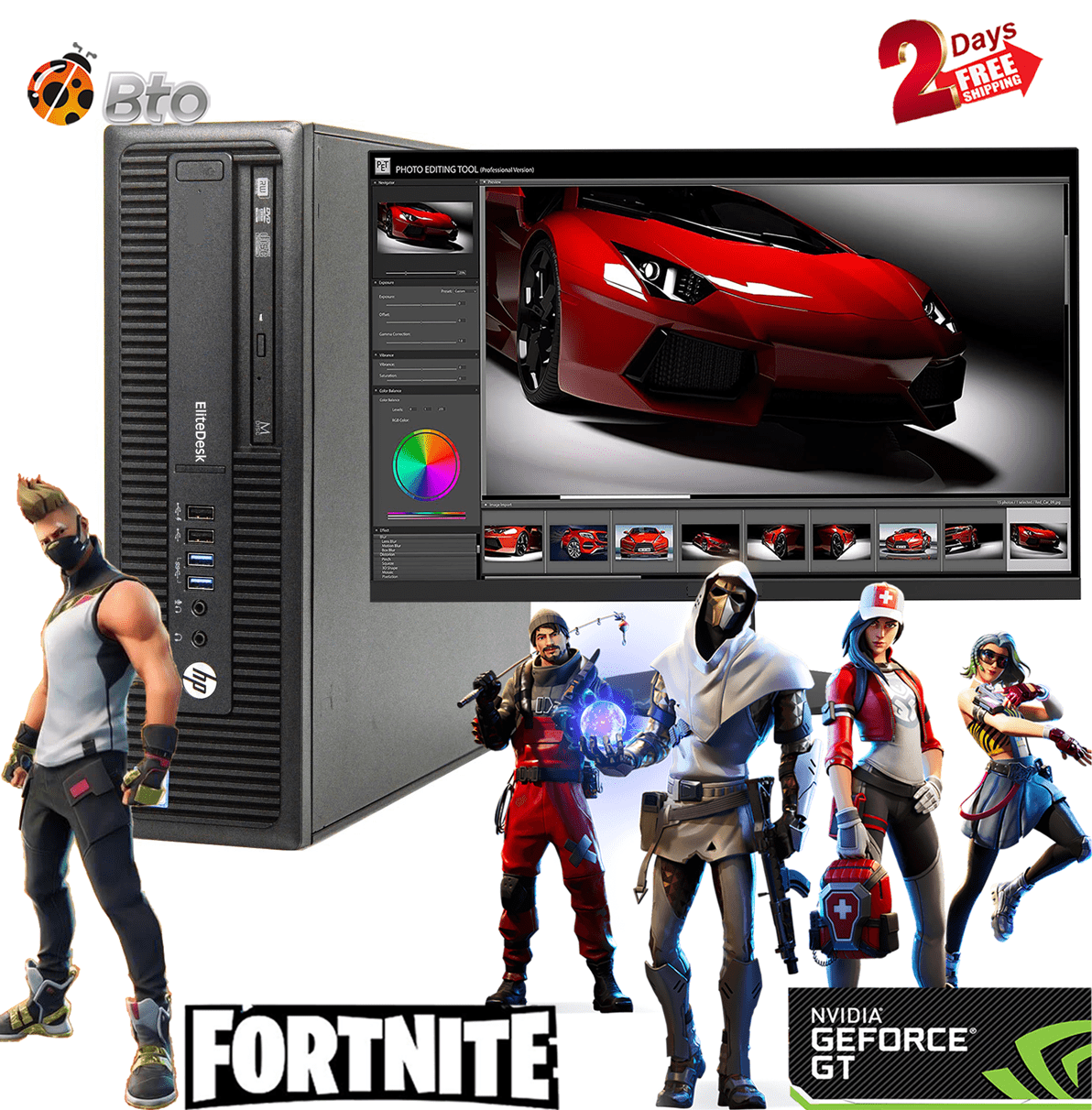 Gaming PC Desktop Intel core i7, TechMagnet Horizon+ with AMD RX-550 4GB  DDR5, 16GB RAM, 240GB SSD + 2 TB HDD, HDMI, DVI, VGA, RGB Keyboard, Mouse