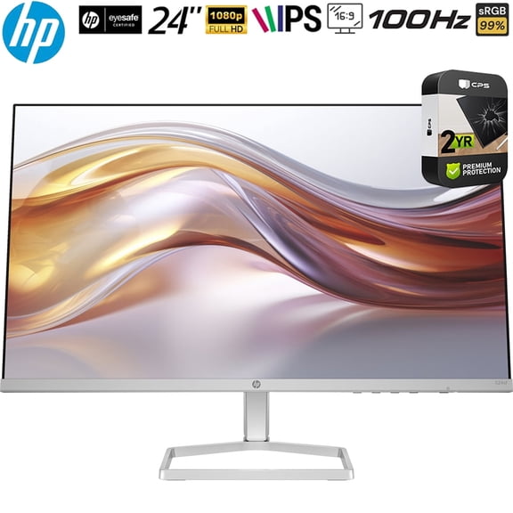 HP 94C17AA#ABA 524sf Series 5 24 inch FHD 100Hz 1500:1 5ms IPS Monitor Black/Silver Bundle with 2 YR CPS Enhanced Protection Pack
