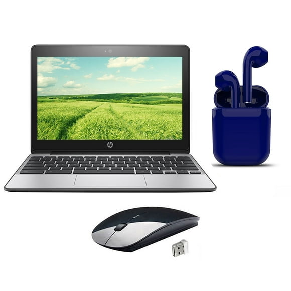 Restored | HP Chromebook | 2024 OS | 11.6-inch | Intel Celeron 1.6GHz | 4GB RAM | 32GB SSD | Bundle: USA Essentials Bluetooth/Wireless Airbuds, Wireless Mouse By Certified 2 Day Express (Refurbished)
