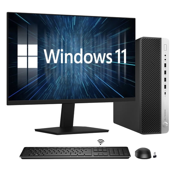 Restored HP Computer Combo EliteDesk 800 G4 SFF Windows 11 Pro Desktop PC | New 24 inch Monitor | Intel Hexa-Core i7 CPU | 32GB DDR4 RAM | 1TB NVMe SSD | WIFI - (Refurbished)