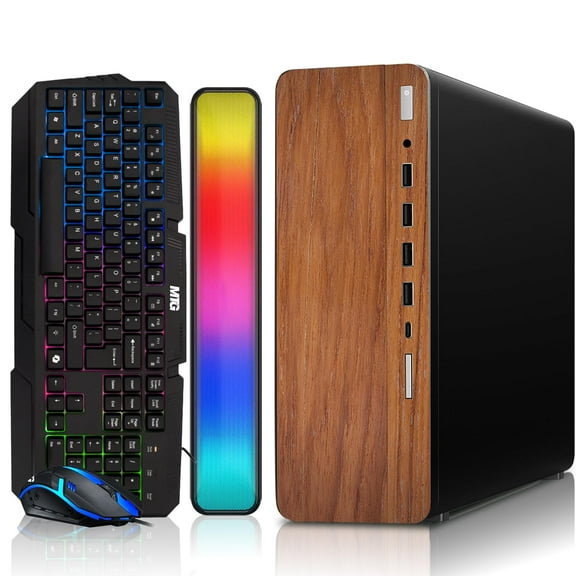 Restored HP Dark Dual Premium Desktop Computer PC – Intel Core i5,16GB RAM,512GB SSD,RGB Keyboard with AI Copilot Key and Mouse,RGB Soundbar,Windows 11