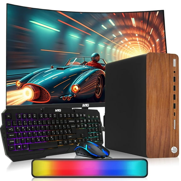Restored HP Dark Dual Premium Desktop Computer PC – AMD Processor,16GB ARGB RAM,512GB SSD,32 Inch Curved Monitor,RGB Keyboard with AI Copilot Key and Mouse,RGB Soundbar,Windows 11 (Refurbished)