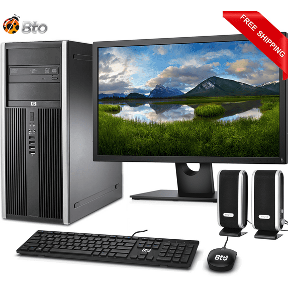 Restored HP Desktop Tower Computer PC Intel Core 2 Duo Processor, 8GB Ram, 1TB HDD, 19 inch LCD, Keyboard and Mouse, BTO Wi-Fi Adapter include Speakers, Windows 10 (Refurbished)