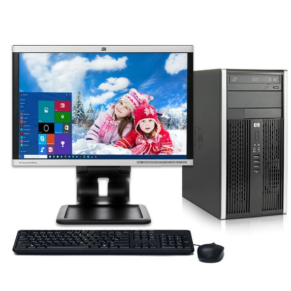 Restored HP Elite 6000 Tower Desktop PC System Windows 10 Core 2 Duo Processor 4GB Ram 500GB Hard Drive DVDRW Wifi with a 17" LCD- Computer (Refurbished)