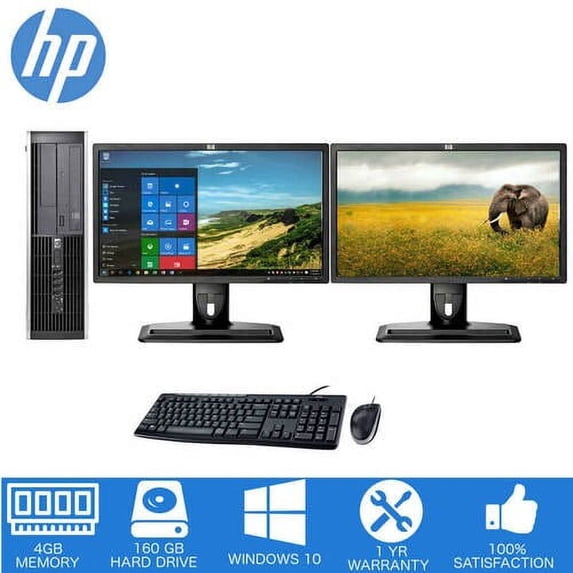 Restored HP Elite Computer Intel Core 2 Duo 4GB 160GB Hard Drive Windows 10 17" LCDs (Refurbished)
