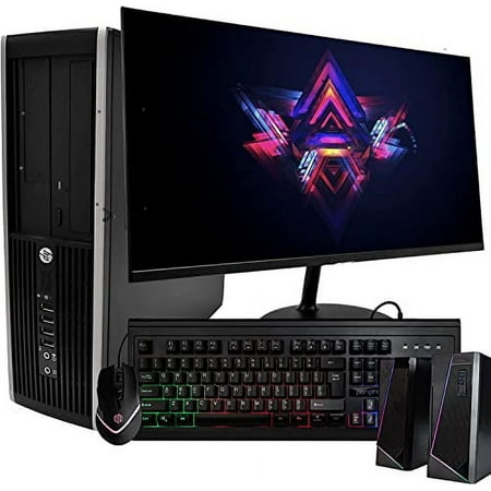 Restored HP Elite Desktop PC Computer Intel Quad-Core i5 8GB Ram 1TB HDD 24 Inch LCD Monitor (1080p HDMI), RGB Keyboard + Mouse RGB Desk Speakers WiFi + Bluetooth Windows 10 (Refurbished)