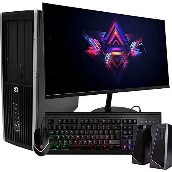 Restored HP Elite Desktop PC Computer Intel Quad-Core i5 8GB Ram 1TB HDD 24 Inch LCD Monitor (1080p HDMI), RGB Keyboard + Mouse RGB Desk Speakers WiFi + Bluetooth Windows 10 (Refurbished)