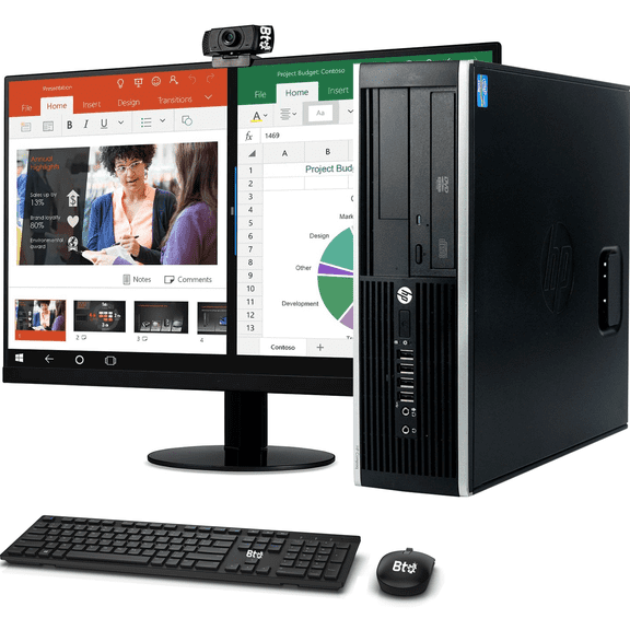 Restored HP Elite Desktop SFF Computer Intel Core i5 3.3GHz Processor 16GB Ram, 128GB M.2 SSD, 1TB HDD, Wireless Keyboard & Mouse, Bto WiFi Adapter New 23.8" FHD LCD, BTO 1080p Webcam Windows 10 PC (Refurbished)