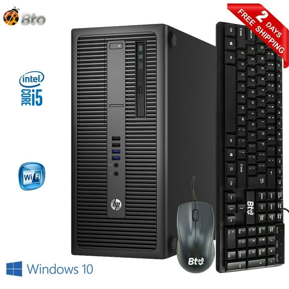 Restored HP Elite/Pro G2 Desktop Tower Computer, Intel Core i5 6th Gen. Processor, 16GB DDR4 Ram, 128GB M.2 SSD, 500GB HDD, Bto Keyboard and Mouse, Wi-Fi, Windows 10 Pro PC (Refurbished)