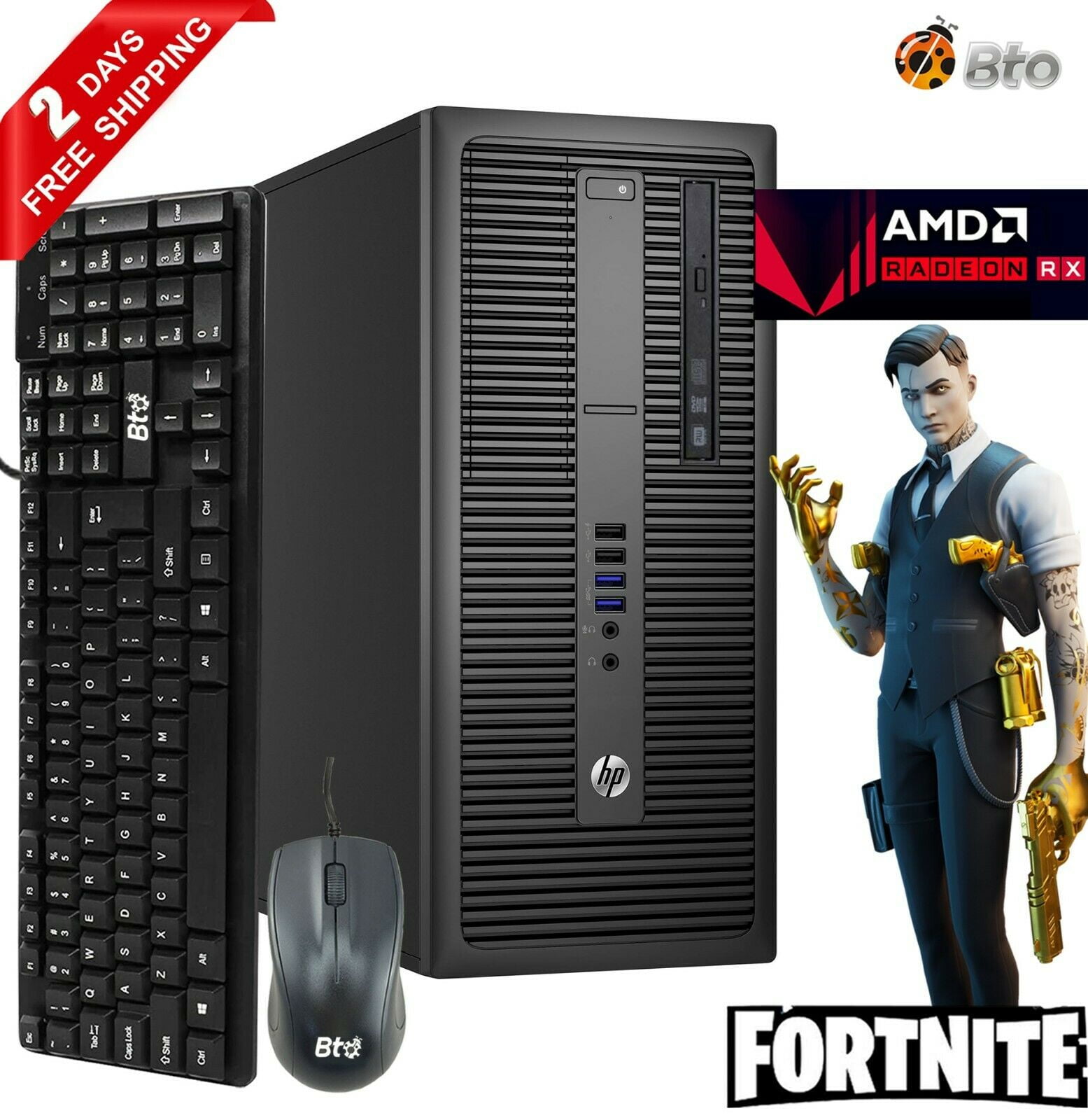 Restored HP Elite/Pro G2 Gaming Computer Tower Desktop PC, Intel Core i5 6th Gen. Processor, 16GB DDR4 Ram, 256GB M.2 SSD, 500GB HDD, AMD Radeon RX 550 Phoenix 4GB DDR5, WiFi Windows 10 (Refurbished)
