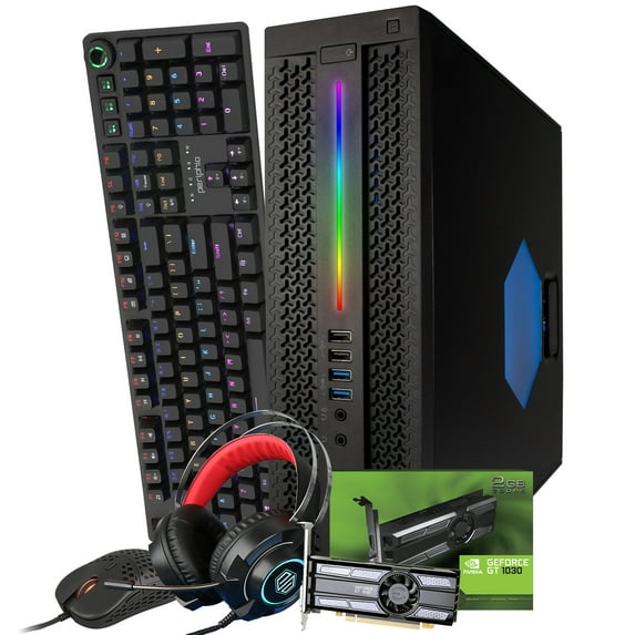 Restored HP Elite RGB Gaming Computer Intel i5 (3.6Ghz Turbo) GeForce GT 1030 (2GB) 16GB DDR4 RAM 500GB SSD + 1TB 5G-WIFI + Bluetooth Windows 10 Pro RGB 4-in-1 Gaming Kit (Refurbished)