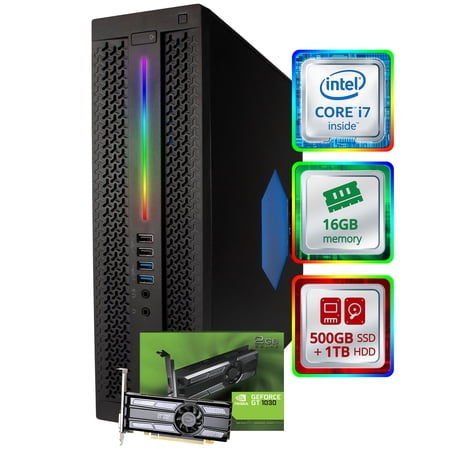 Restored HP Elite RGB Gaming Desktop Computer Intel Quad Core i7 (4.0GHz Turbo) GeForce GT 1030 (2GB) 16GB DDR4 RAM 500GB SSD + 1TB HDD 5G-WIFI + Bluetooth Win 10 Gaming PC (Refurbished)