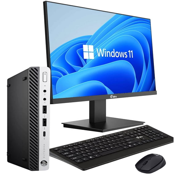 Restored HP EliteDesk 705 G5 Desktop Mini PC AMD Ryzen 5 Pro 3400GE Quad Core Processor, 16GB Ram, 512GB SSD, 22 inch Monitor, WiFi, Wireless Keyboard & Mouse, Windows 11 Pro (Refurbished)