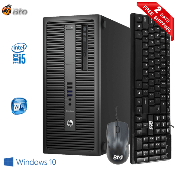 Restored HP EliteDesk 800 G2 Desktop Tower Computer, Intel Core i3 6th Gen. Processor, 8GB DDR4 Ram, 256GB M.2 SSD, 2TB HDD, Bto Keyboard and Mouse, Wi-Fi, Windows 10 Pro PC (Refurbished)