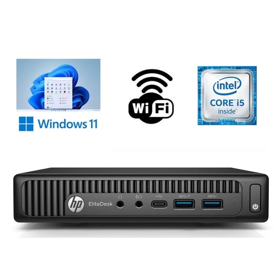 Restored HP EliteDesk 800 G2 Micro Desktop Computer Core i5 8GB RAM DDR4 128GB SSD Wi-Fi Windows 11 Pro (Refurbished)