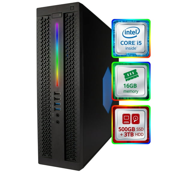 Restored HP EliteDesk 800 G2 Small RGB Desktop Computer (SFF) Quad Core Intel i5 (3.6Ghz Turbo) 16GB DDR3 RAM 500GB SSD + 3TB WiFi-5G + Bluetooth Win 10 Pro Home or Office PC (Refurbished)