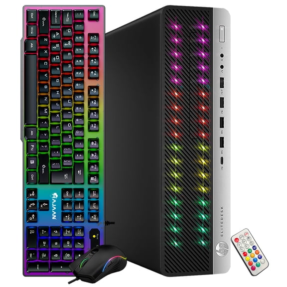 HP EliteDesk 800 G3 SFF RGB Desktop Computer, GeForce RTX 3050 6GB, Intel Quad Core i7-7700 up to 4.2GHz, 32GB DDR4 RAM, 1TB SSD, WiFi, BT, Windows 10 Pro - Refurbished