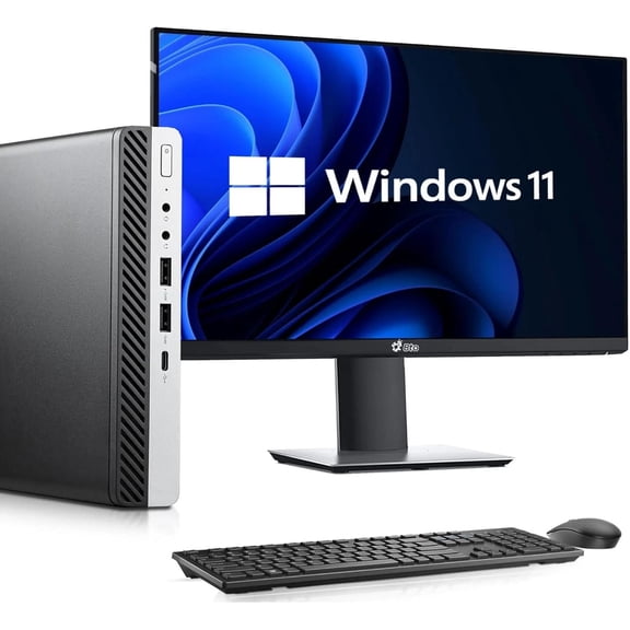 Restored HP EliteDesk 800 G3 Tiny Desktop Computer Mini PC — Intel Core i5-6500T — 16GB DDR4 Ram — 512GB NVMe SSD — New 24" Monitor — Keyboard & Mouse — Built-in Wi-Fi — Windows 11 Pro (Refurbished)