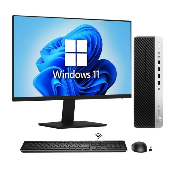 Restored HP EliteDesk 800 G4 SFF Windows 11 Pro Desktop PC Computer Combo - New 24 inch Monitor (Intel Hexa-Core i5 Processor/ 16GB DDR4 RAM/ 1TB NVMe SSD/ WIFI) - (Refurbished)