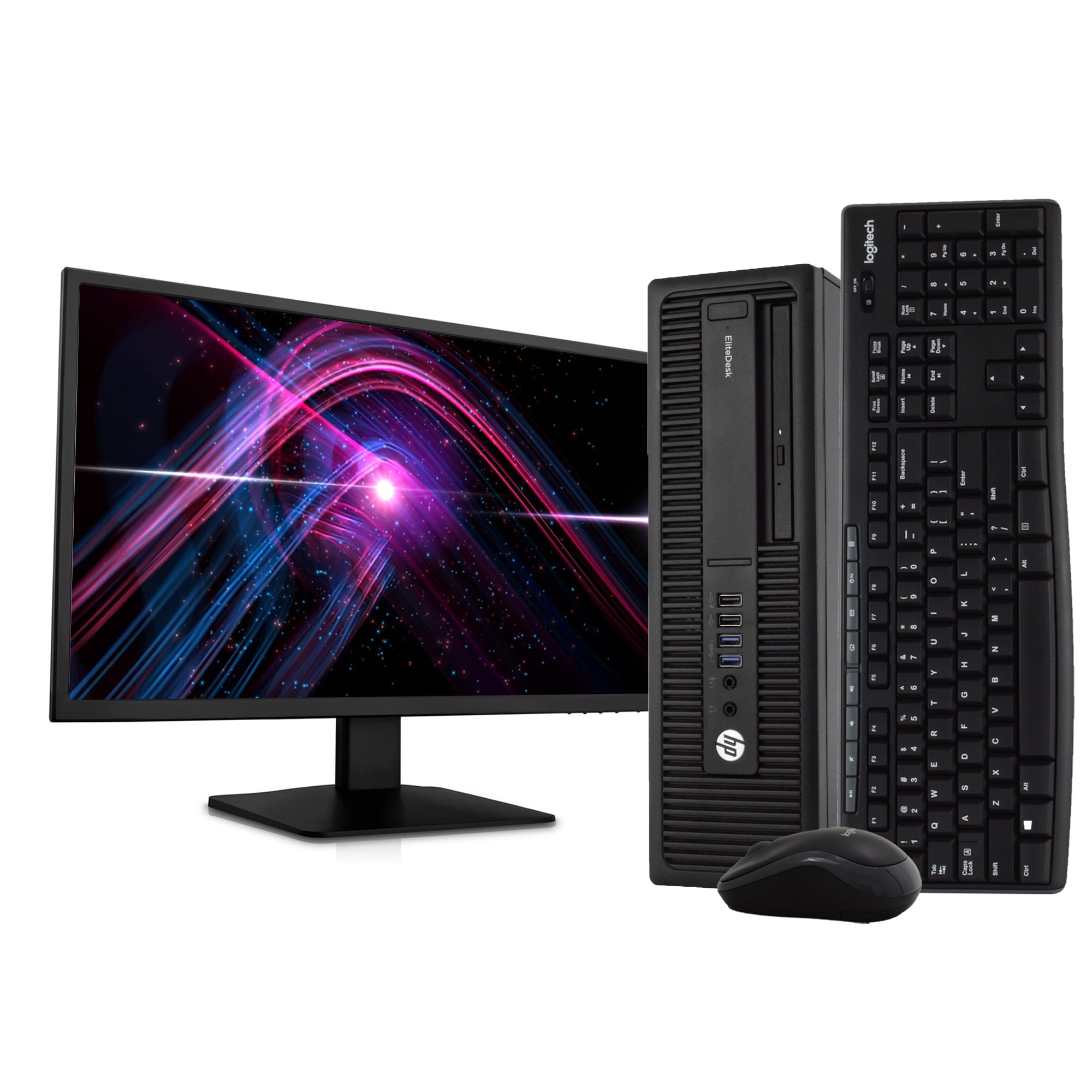 Restored HP EliteDesk 800G2 Desktop Tower Computer Bundle with 24" Monitor, Intel Core i5, 16GB RAM, 500GB SSD, DVD-ROM, Windows 10 Professional, Black (Refurbished)