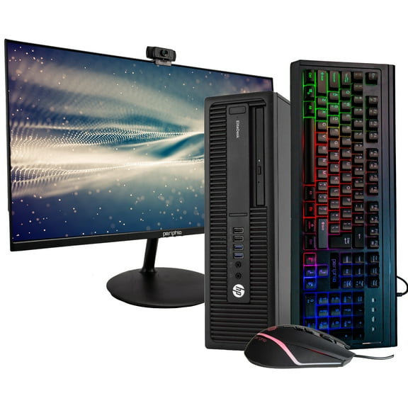Restored HP EliteDesk 800G2 Desktop Tower Computer Bundle with 24" Monitor, Intel Core i5, 16GB RAM, 500GB SSD, DVD-ROM, Windows 10 Professional, Black (Refurbished)