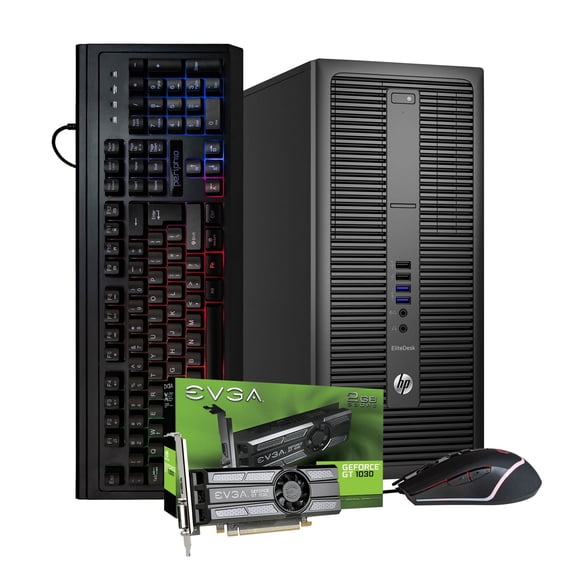 Restored HP EliteDesk 800G2 Gaming PC Intel i7 (3.4GHz) 16GB DDR4 RAM 240GB SSD + 1TB HDD GeForce GT 1030 (2GB) GPU WiFi + Bluetooth RGB Keyboard & Mouse Windows 10 Pro (Refurbished)