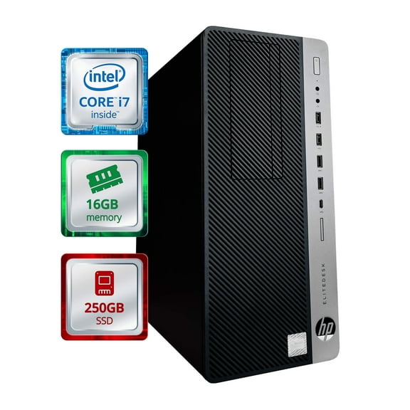 Restored HP EliteDesk 800G3 Desktop Computer Tower Quad Core Intel i7 (4.2GHz Turbo) 16GB DDR4 RAM 250GB SSD Solid State WiFi-5G + Bluetooth Windows 10 Pro Home or Office PC (Refurbished)