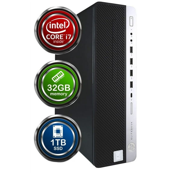 HP EliteDesk 800G4 black desktop computer Intel i7 32GB RAM 1TB SSD Windows 11 Pro
