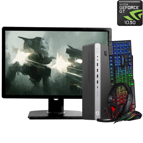 Restored HP EliteDesk G3 Gaming Desktop Intel Core i5 6th Gen 16GB RAM 1TB HDD NVIDIA GeForce GT 1030 T-Wolf RGB Keyboard and Mouse Gaming Set 22" LCD Wi-Fi Windows 10 Home PC (Refurbished)