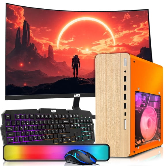 Restored HP Full Light Desktop Computer PC Phoenix AMD Ryzen 3 PRO, 16GB RAM, 1TB SSD, 24 Inch Curved Monitor, RGB KBM, Sounbar, WiFi BT, Win 11