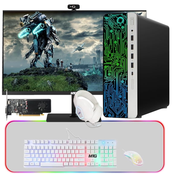 Restored HP G3 Computer Desktop PC,Intel Core i7 6th Gen,GT 1030 Graphics,16GB RAM,480GB SSD | 2TB HDD,Gaming Kit,Webcam,New MTG 27 inch Monitor Windows 11 Pro