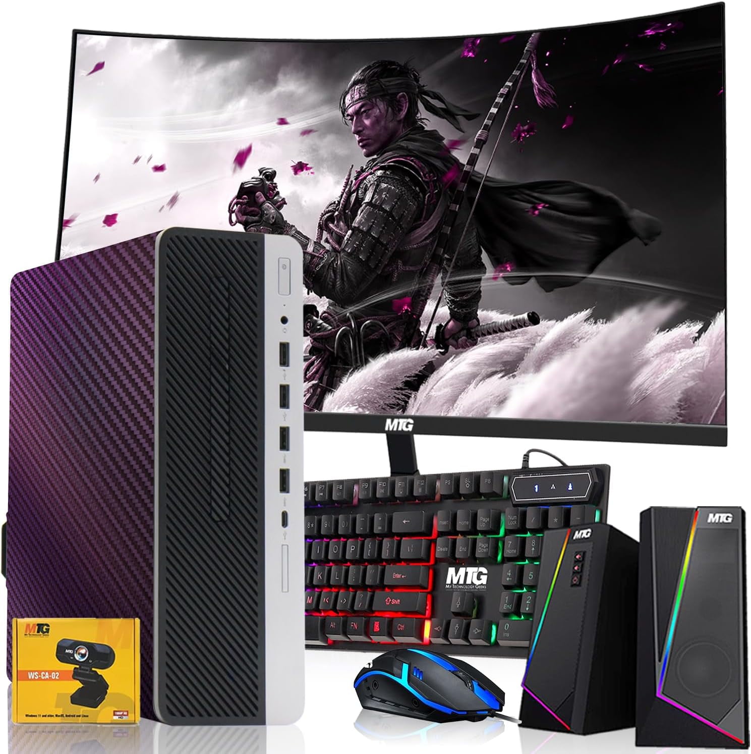 Restored HP G3 Gaming Desktop, Chameleon Edition – Core i5 6th Gen | 16GB DDR4 Ram | 512GB SSD | GT 1030 | New 24 inch Curved Monitors | Win 10 Pro – Computer Tower for PC Gamers (Refurbished)
