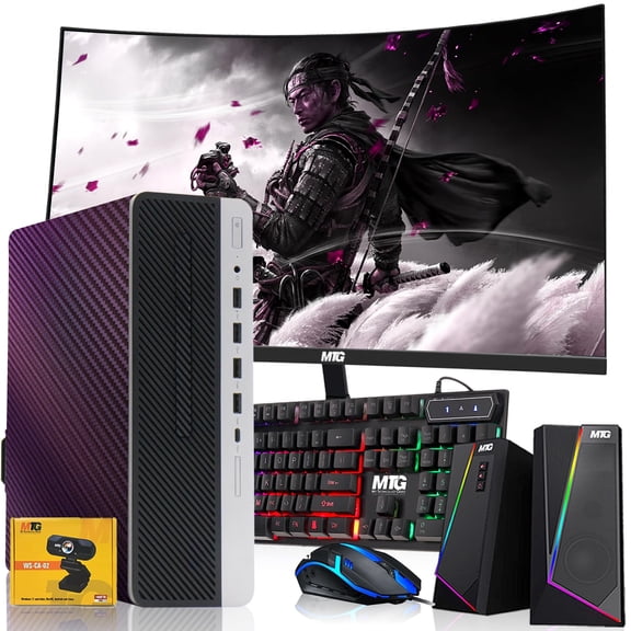Restored HP G3 Gaming Desktop,Chameleon Edition – Intel Core i5 6th Gen|16GB DDR4 Ram|512GB SSD|GT 1030|New 24 Inch Curved Monitors|Windows 11 Pro – Computer Tower for PC Gamers