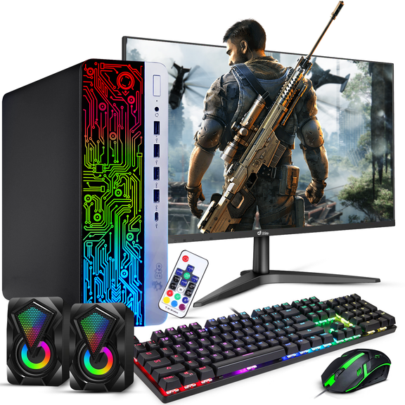 Refurbished HP G3 Gamer Desktop, Intel Core i7, 8GB DDR4, 512GB SSD, Windows 10, NVIDIA GT 1030, RGB Upgrades, 22" LED