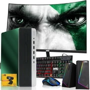 Restored HP G3 Gaming Desktop, Green Edition – Core i5 6th Gen | 16GB DDR4 Ram | 512GB SSD | GT 1030 | New 24 inch Curved Monitors | Win 10 Pro – Computer Tower for PC Gamers (Refurbished)