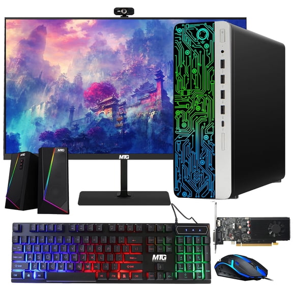 Restored HP G3 Gaming Desktop PC,Core i7 6th Gen,GT 1030 Graphic,16GB RAM,240GB SSD,New MTG 24 inch Monitor,RGB Keyboard Mouse,Speaker,Webcam,WiFi,Windows 11 Pro