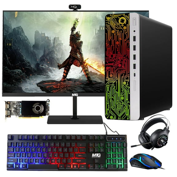 Restored HP G3 Gaming Desktop PC,Intel Core i7 6th Gen,AMD RX 550 Graphics,16GB RAM,1TB SSD,MTG New 27 inch Monitor,RGB Keyboard Mouse,RGB Headphone,Webcam,Windows 11 Pro