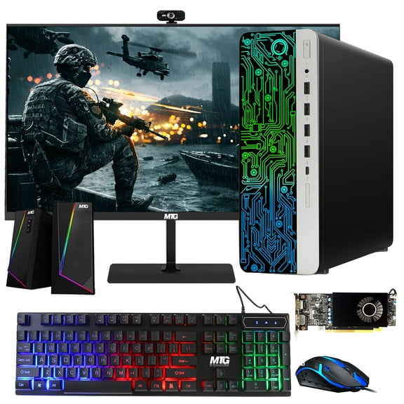 Restored HP G3 Gaming Desktop PC,Intel Core i7 6th Gen,AMD RX 550 Graphics,32GB RAM,240GB SSD+3TB HDD,MTG 24 Inch Monitor,RGB Keyboard Mouse,Speaker,Webcam,WiFi,Windows 11 Pro