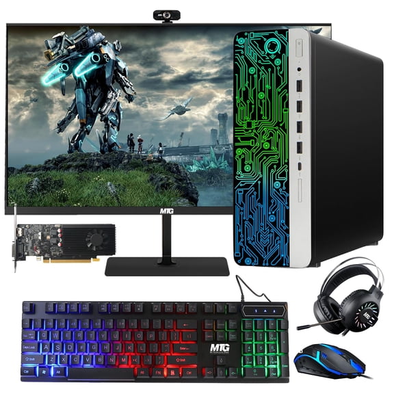 Restored HP G3 Gaming Desktop PC,Intel Core i7 6th Gen,GT 1030 Graphics,16GB RAM,240GB SSD|2TB HDD,MTG New 27 inch Monitor,RGB Keyboard Mouse,RGB Headphone,Webcam,Windows 11 Pro
