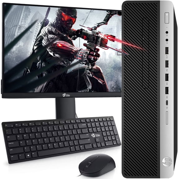 Restored HP G3 Gaming Desktop SFF PC Computer Intel Core i5-6500 6th Gen. 16GB DDR4 RAM, 128 GB SSD+ 500 GB HDD, 22" LED Monitor, NVIDIA GT 1030 2GB, Bto WiFi, Windows 10 Pro (Refurbished)