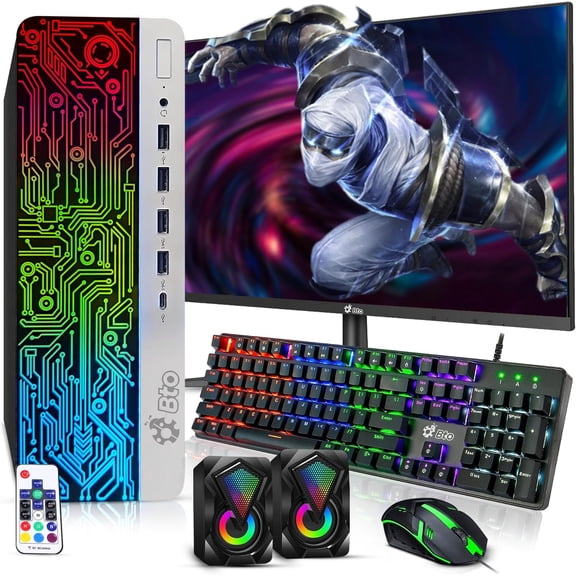 Restored HP G3 RGB Gaming Desktop Computer PC Intel i7 6th Gen. NVIDIA GeForce GT 1030 DDR5, 16GB Ram, 512GB SSD, 22 inch Monitor, Gaming Keyboard Mouse, Speaker, WiFi, Windows 11 Pro (Refurbished)